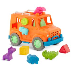 CAMION ROLLIN JEEP CON ANIMALES NARANJA