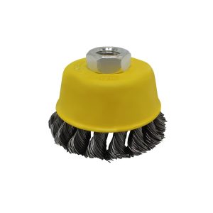 Escobilla de copa 3″ acero trenzado rosca (m14) ***