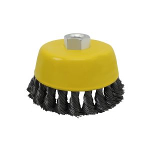 Escobilla de copa 4″ acero trenzado rosca (m14) ***
