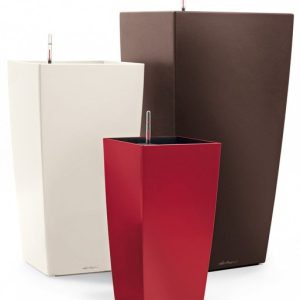 Hidrojardinera autoriego Lechuza Cubico 40 cm. color Plata