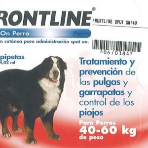 Tratamiento y prevención de pulgas, garrapatas y piojos para perros FRONTLINE PERROS DE 40-60 KG.